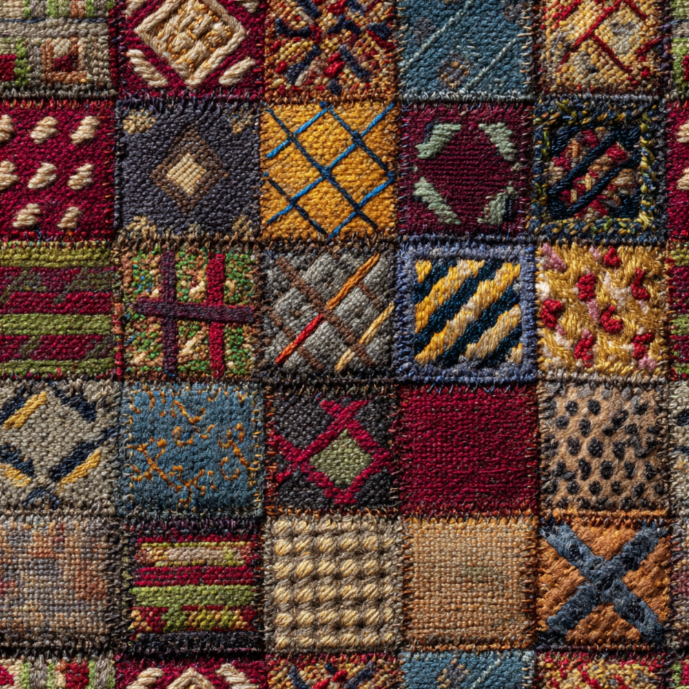 Fabric in Faux Embroidery Cheater Quilt Pattern Fabric