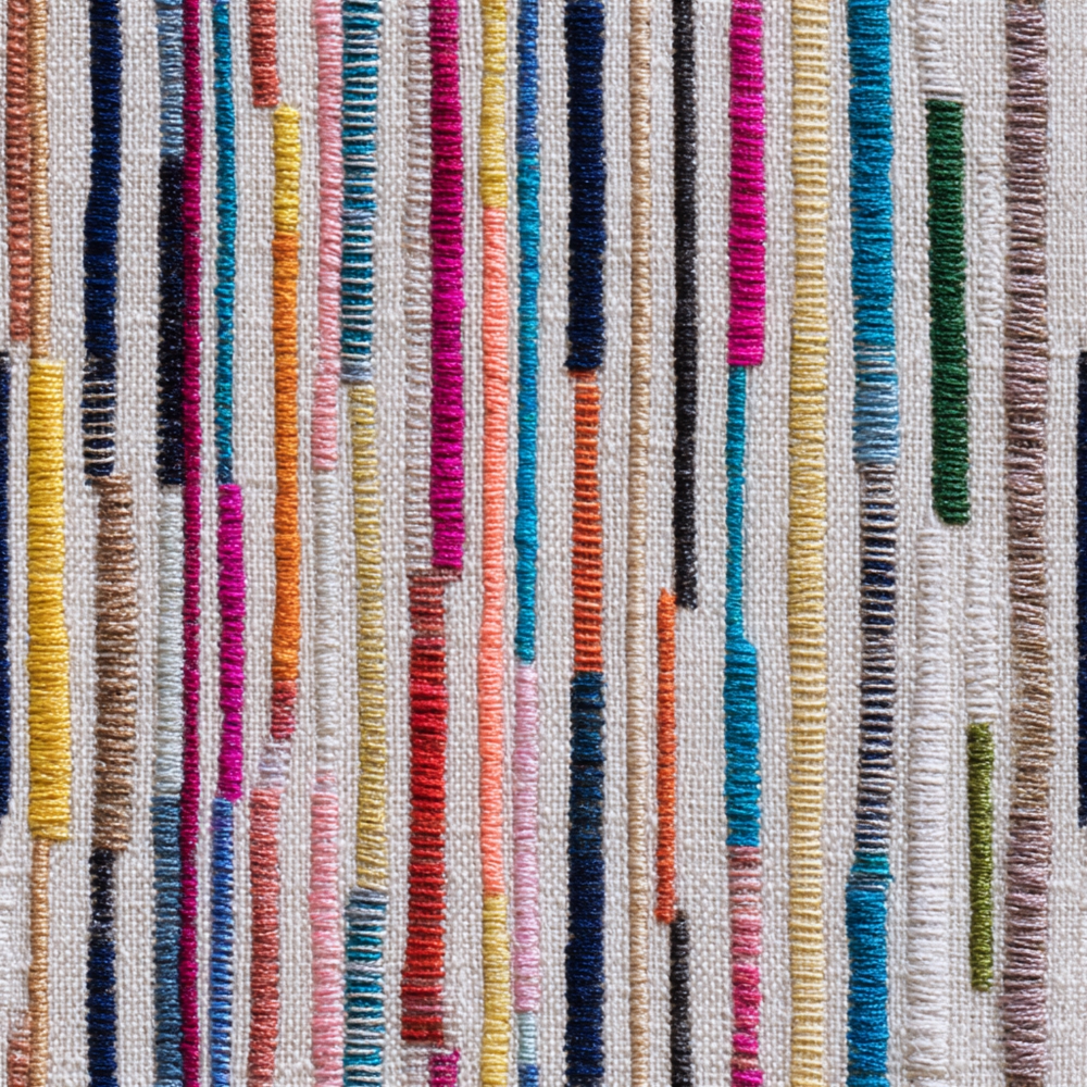 Fabric in Modern Colorful Linear Faux Embroidery Pattern